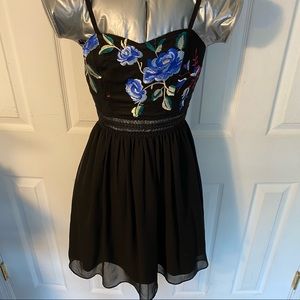 Embroidery BLACK Short Dress Strap Lined by BCX